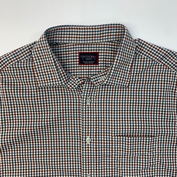 Untuckit Mirassou Dress Shirt Mens M Medium Button Up Multi Gingham Checkered - Picture 4 of 11